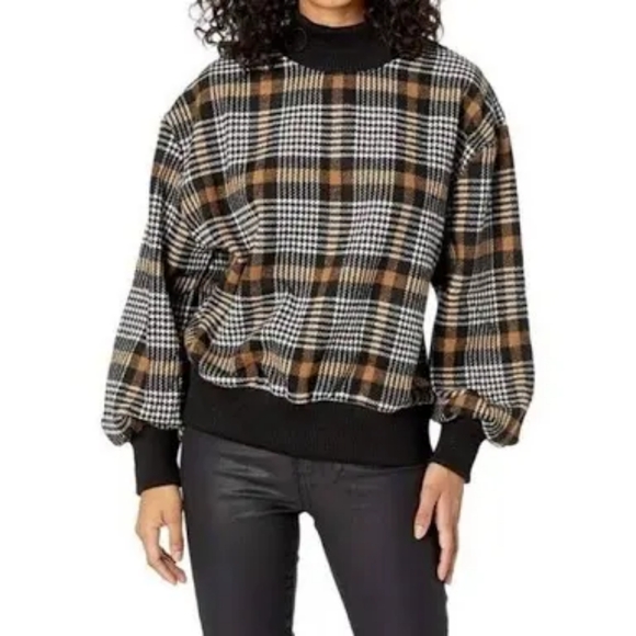 J.O.A Checkered Plaid Woolblend Crewneck Sweater.   - Picture 1 of 13